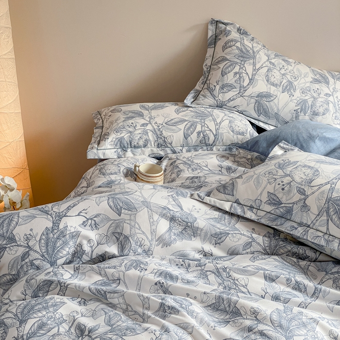 91家纺网 家纺一手货源 找家纺 大吉 2025新款加厚活性喷气磨毛棉四件套被套床单床笠学生单人三件套 柠檬树（拍摄2）