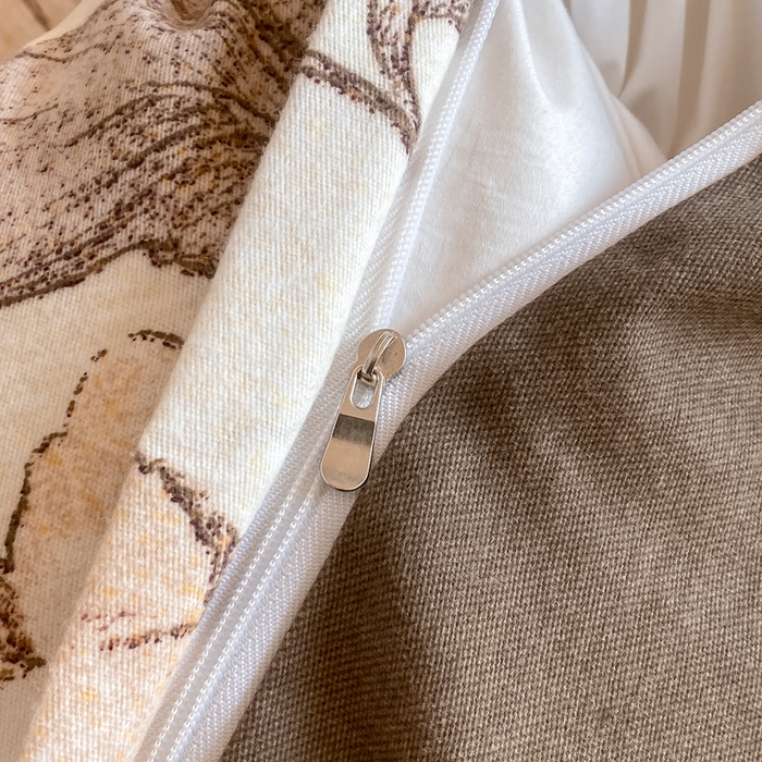 91家纺网 家纺一手货源 找家纺 大吉 2025新款加厚活性喷气磨毛棉四件套被套床单床笠学生单人三件套 烟雨江南-咖