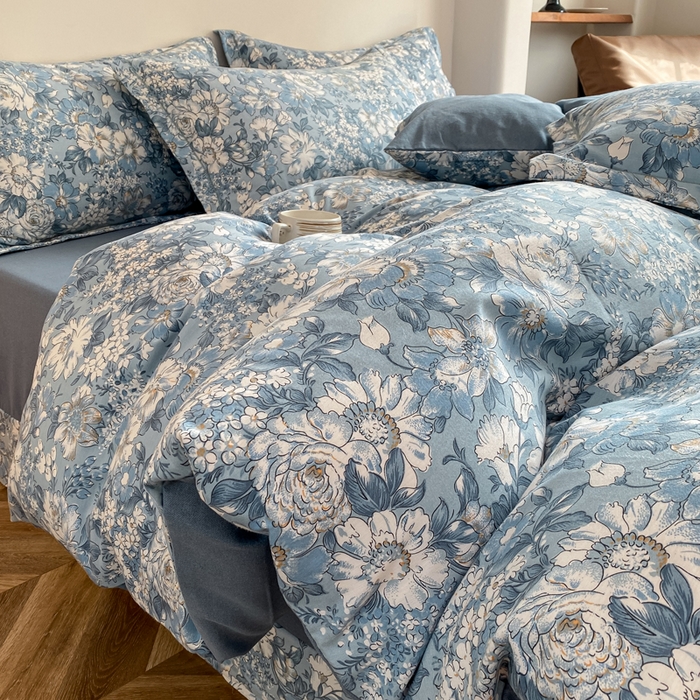 91家纺网 家纺一手货源 找家纺 大吉 2025新款加厚活性喷气磨毛棉四件套被套床单床笠学生单人三件套 幽梦（拍摄2）