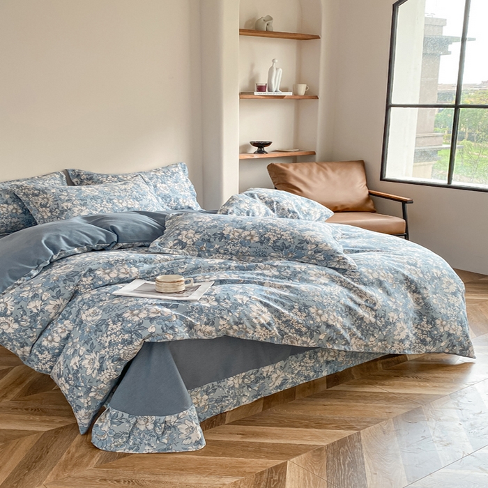 91家纺网 家纺一手货源 找家纺 大吉 2025新款加厚活性喷气磨毛棉四件套被套床单床笠学生单人三件套 幽梦（拍摄2）