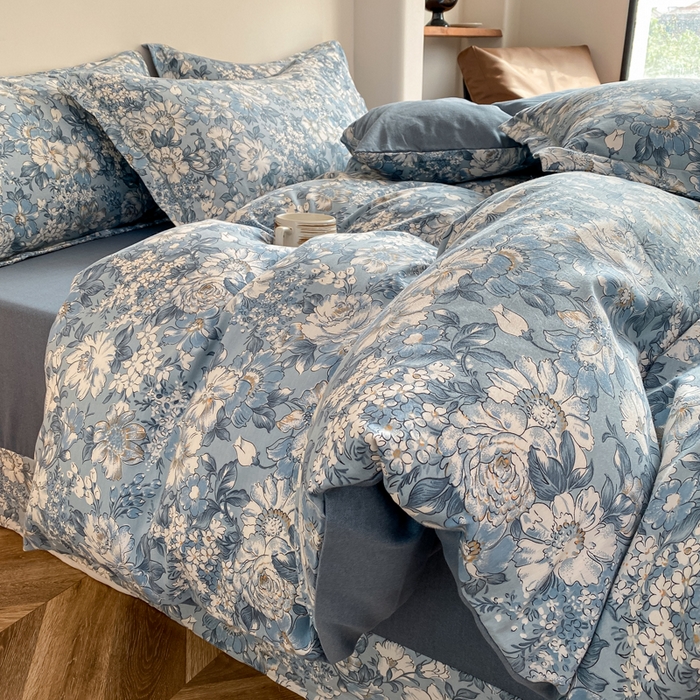 91家纺网 家纺一手货源 找家纺 大吉 2025新款加厚活性喷气磨毛棉四件套被套床单床笠学生单人三件套 幽梦（拍摄2）