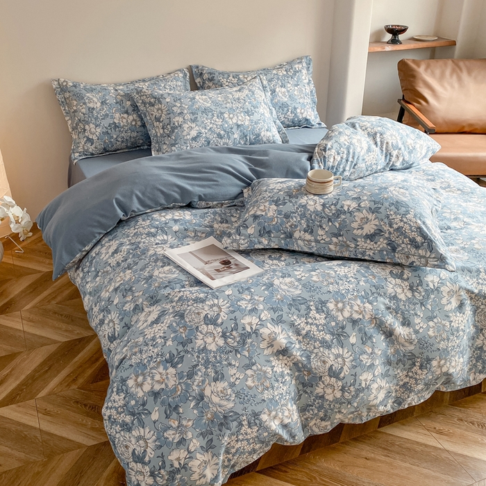 91家纺网 家纺一手货源 找家纺 大吉 2025新款加厚活性喷气磨毛棉四件套被套床单床笠学生单人三件套 幽梦（拍摄2）