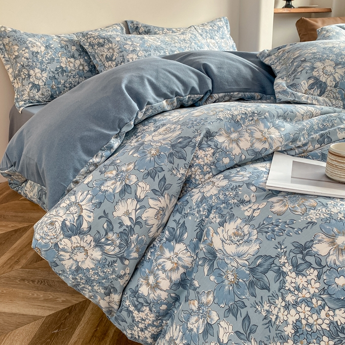 91家纺网 家纺一手货源 找家纺 大吉 2025新款加厚活性喷气磨毛棉四件套被套床单床笠学生单人三件套 幽梦（拍摄2）