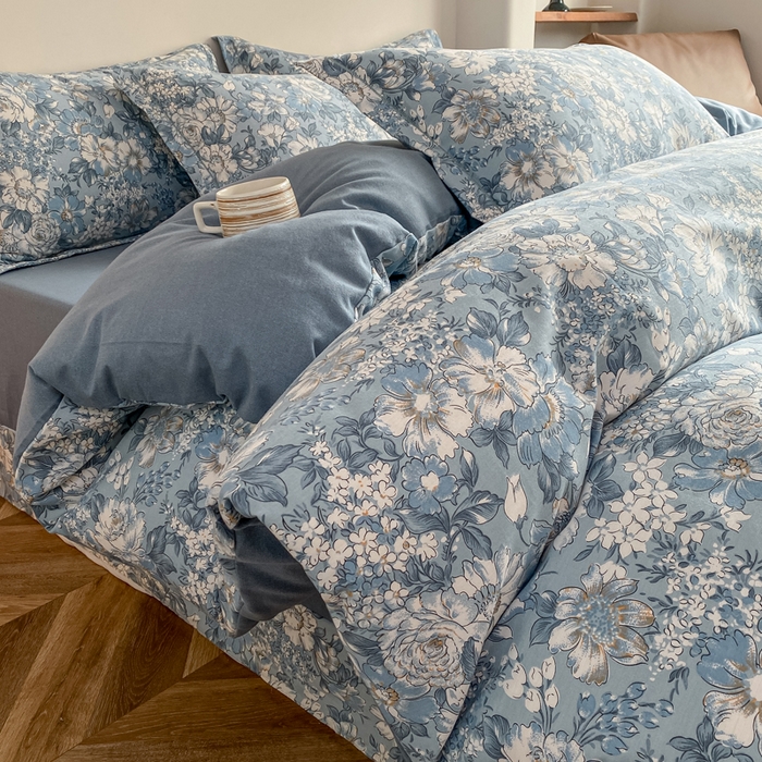 91家纺网 家纺一手货源 找家纺 大吉 2025新款加厚活性喷气磨毛棉四件套被套床单床笠学生单人三件套 幽梦（拍摄2）