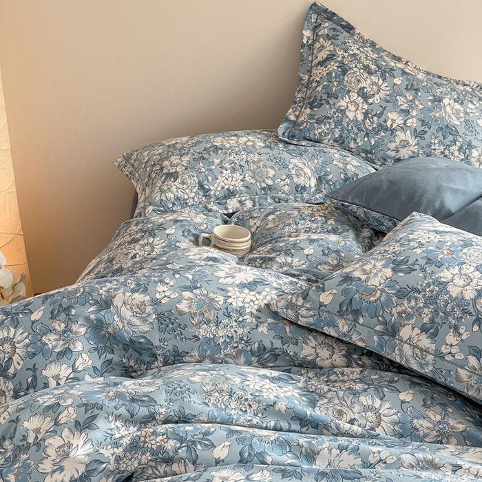 91家纺网 家纺一手货源 找家纺 大吉 2025新款加厚活性喷气磨毛棉四件套被套床单床笠学生单人三件套 幽梦（拍摄2）