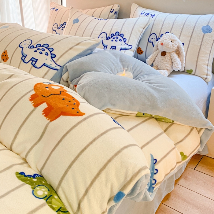 91家纺网 家纺一手货源 找家纺 （总）斯卡诺家纺 2025小清新加厚高克重牛奶绒四件套网红直播爆款