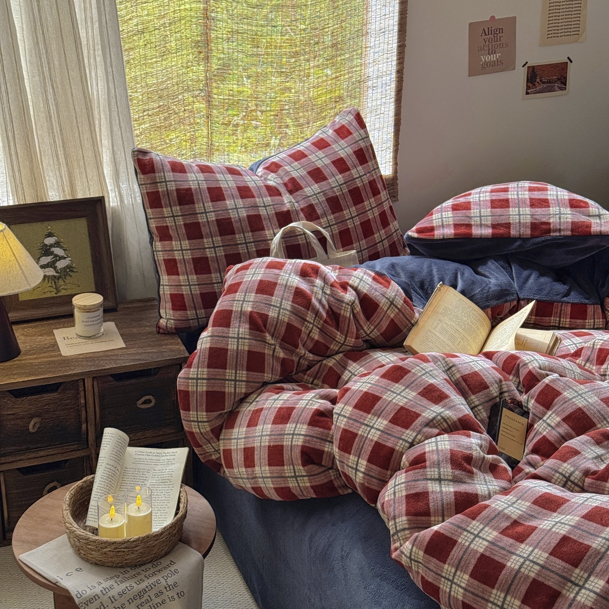 91家纺网 家纺一手货源 找家纺 （总）耀达家居 2025新款高克重复古格子牛奶绒四件套（提供买家秀）