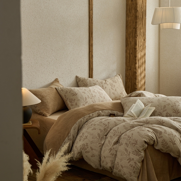 91家纺网 家纺一手货源 找家纺 （总）禧禾 2025新款AB版棉麻加绒双拼四件套