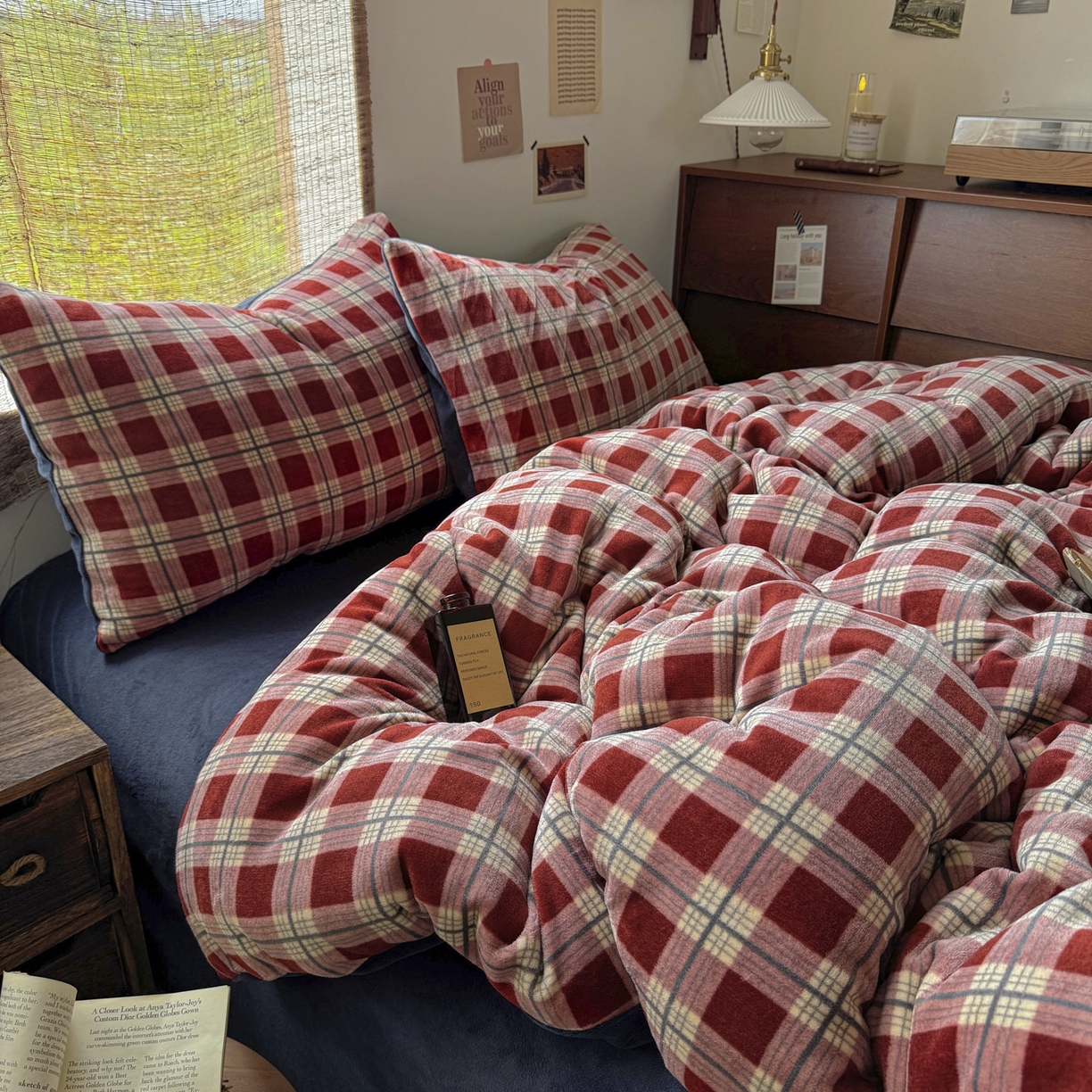 91家纺网 家纺一手货源 找家纺 （总）耀达家居 2025新款高克重复古格子牛奶绒四件套（提供买家秀）