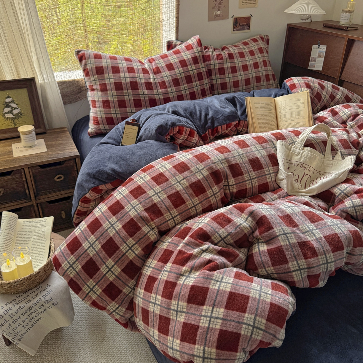 91家纺网 家纺一手货源 找家纺 （总）耀达家居 2025新款高克重复古格子牛奶绒四件套（提供买家秀）