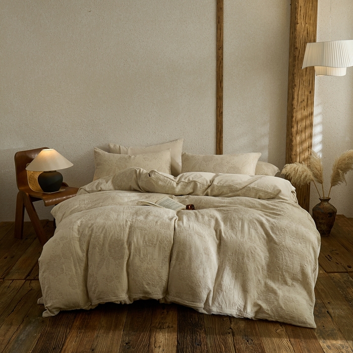 91家纺网 家纺一手货源 找家纺 禧禾 2025新款AB版棉麻加绒双拼四件套 墨白