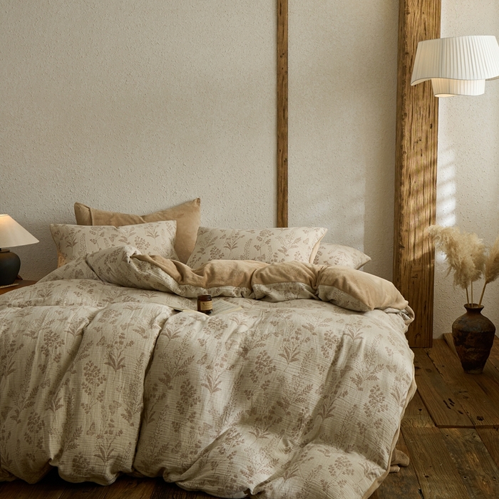 91家纺网 家纺一手货源 找家纺 （总）禧禾 2025新款AB版棉麻加绒双拼四件套