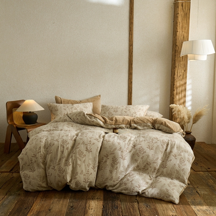 91家纺网 家纺一手货源 找家纺 （总）禧禾 2025新款AB版棉麻加绒双拼四件套