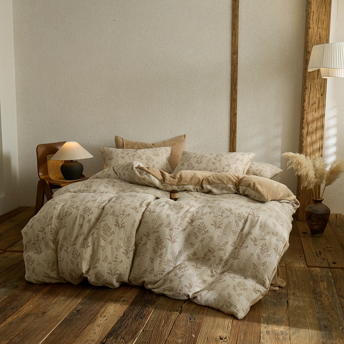 91家纺网 家纺一手货源 找家纺 （总）禧禾 2025新款AB版棉麻加绒双拼四件套