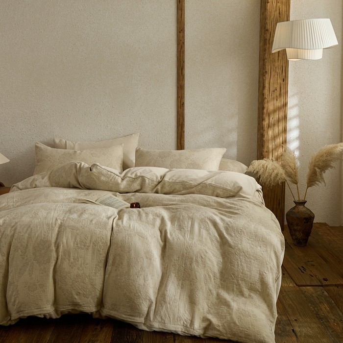 91家纺网 家纺一手货源 找家纺 禧禾 2025新款AB版棉麻加绒双拼四件套 墨白