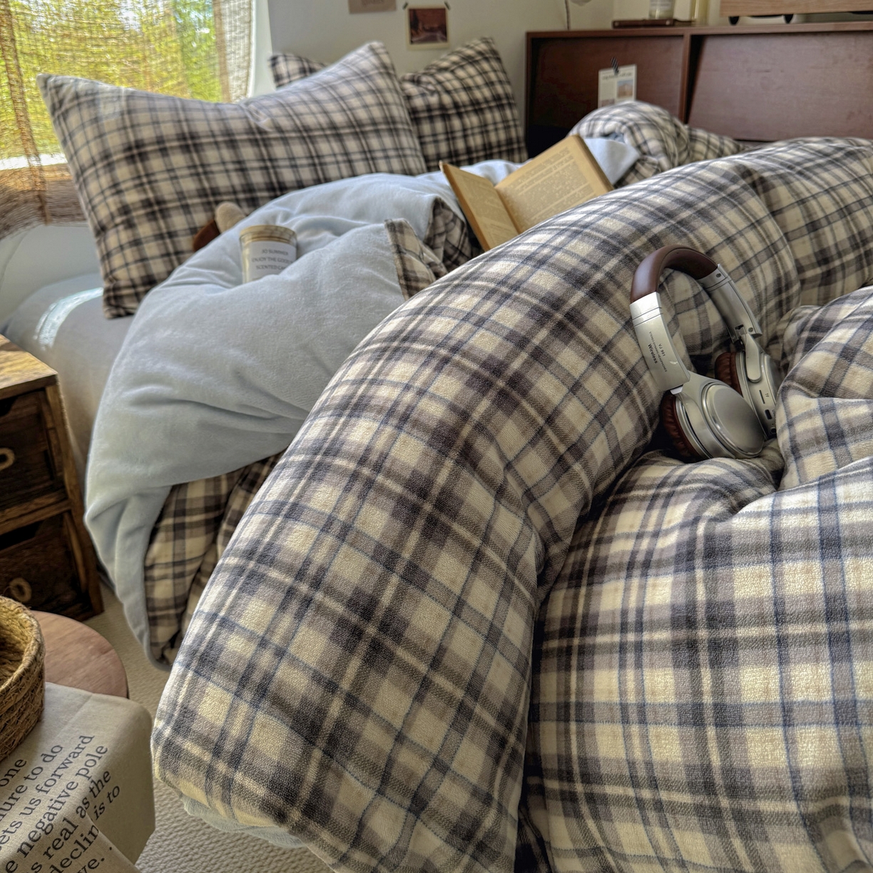 91家纺网 家纺一手货源 找家纺 （总）耀达家居 2025新款高克重复古格子牛奶绒四件套（提供买家秀）