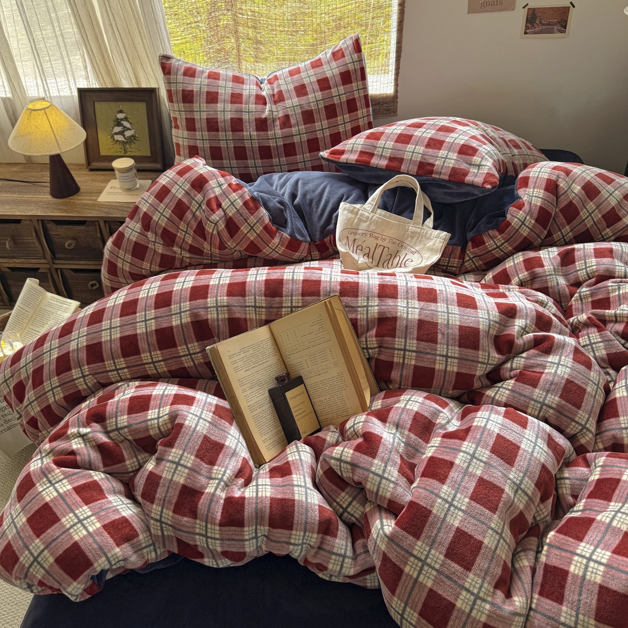 91家纺网 家纺一手货源 找家纺 （总）耀达家居 2025新款高克重复古格子牛奶绒四件套（提供买家秀）