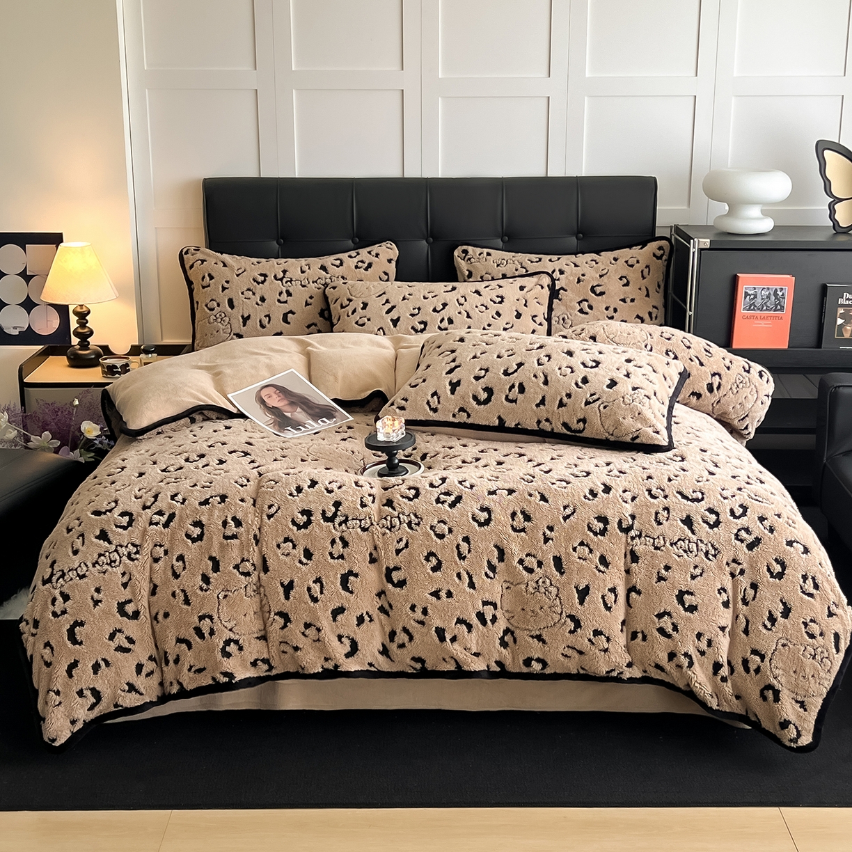 91家纺网 家纺一手货源 找家纺 安哆啦家纺 2025新款舒棉绒阳离子提花牛奶绒四件套 提花-KT咖