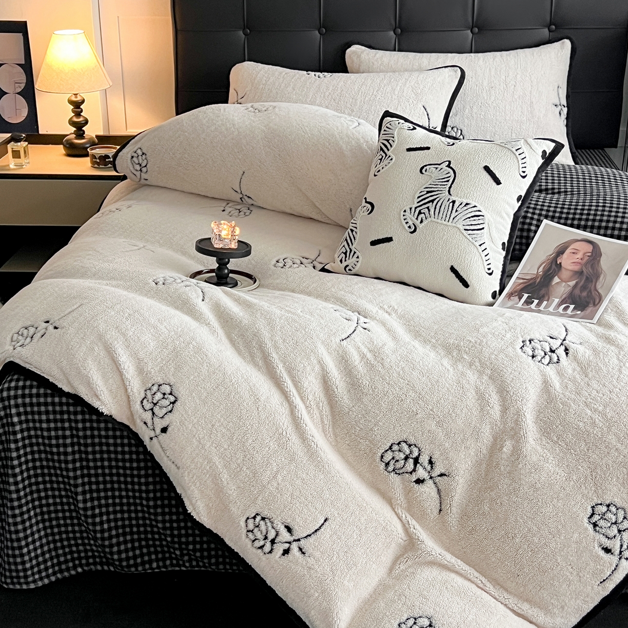 91家纺网 家纺一手货源 找家纺 安哆啦家纺 2025新款舒棉绒阳离子提花牛奶绒四件套 提花-小花花