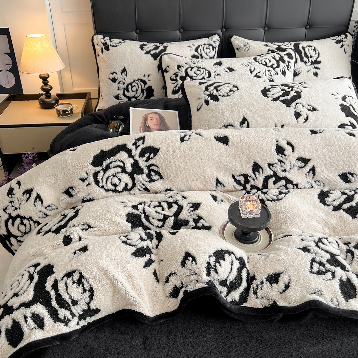 91家纺网 家纺一手货源 找家纺 安哆啦家纺 2025新款舒棉绒阳离子提花牛奶绒四件套 提花-镜花水月