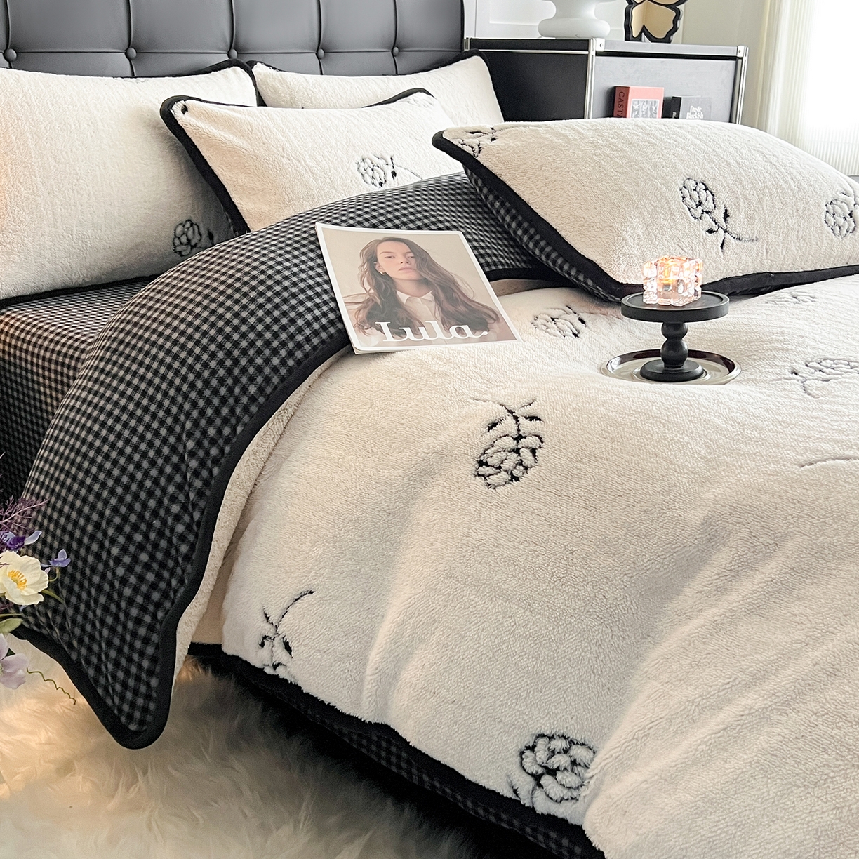 91家纺网 家纺一手货源 找家纺 安哆啦家纺 2025新款舒棉绒阳离子提花牛奶绒四件套 提花-小花花