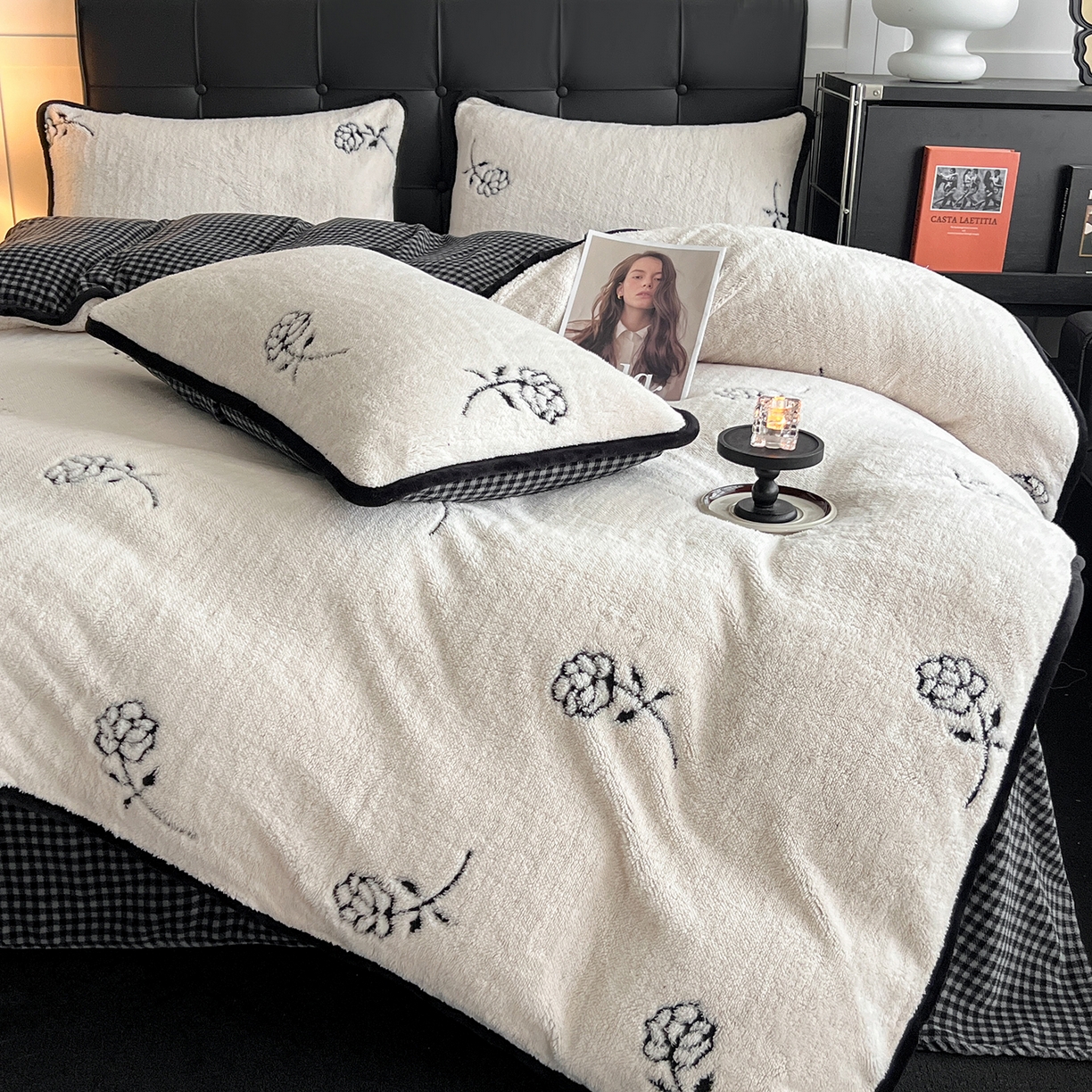 91家纺网 家纺一手货源 找家纺 安哆啦家纺 2025新款舒棉绒阳离子提花牛奶绒四件套 提花-小花花