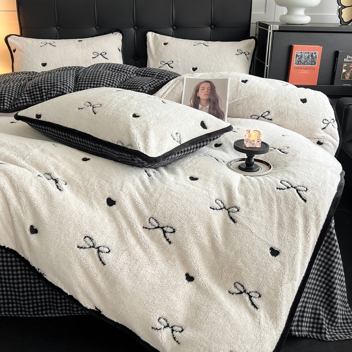 91家纺网 家纺一手货源 找家纺 安哆啦家纺 2025新款舒棉绒阳离子提花牛奶绒四件套 提花-蝴蝶结