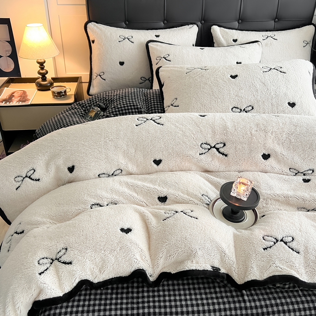 91家纺网 家纺一手货源 找家纺 安哆啦家纺 2025新款舒棉绒阳离子提花牛奶绒四件套 提花-蝴蝶结