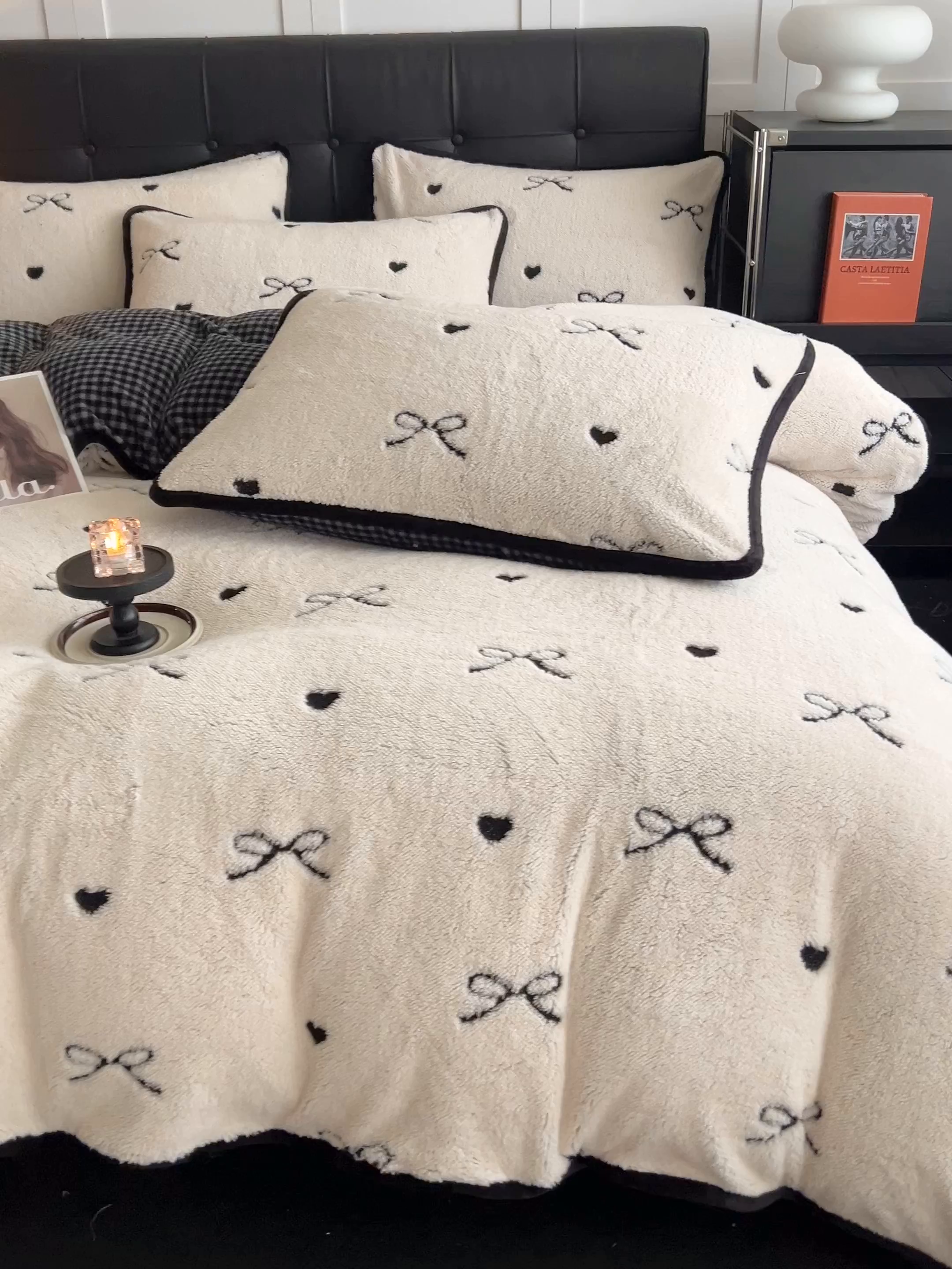 91家纺网 家纺一手货源 找家纺 安哆啦家纺 2025新款舒棉绒阳离子提花牛奶绒四件套 提花-蝴蝶结