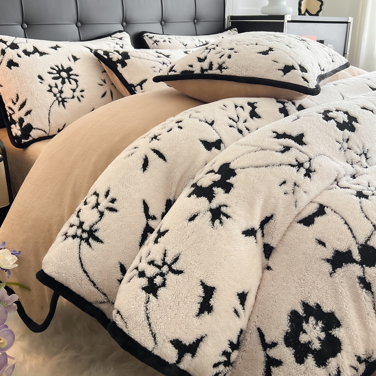 91家纺网 家纺一手货源 找家纺 （总）安哆啦家纺 2025新款舒棉绒阳离子提花牛奶绒四件套