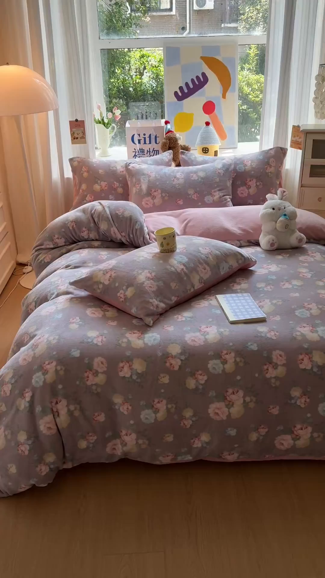 91家纺网 家纺一手货源 找家纺 艾特你 2025新款全工艺200克牛奶绒四件套 春语