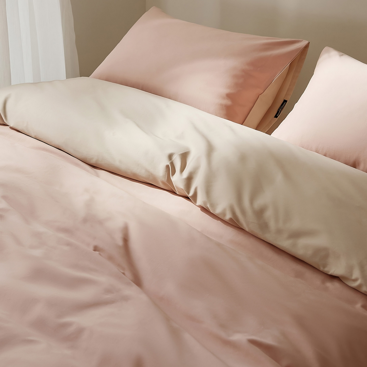 91家纺网 家纺一手货源 找家纺 EH家居 2025新款100S长绒棉小宽边磨毛四件套--云栖系列 蜜桃乳酪