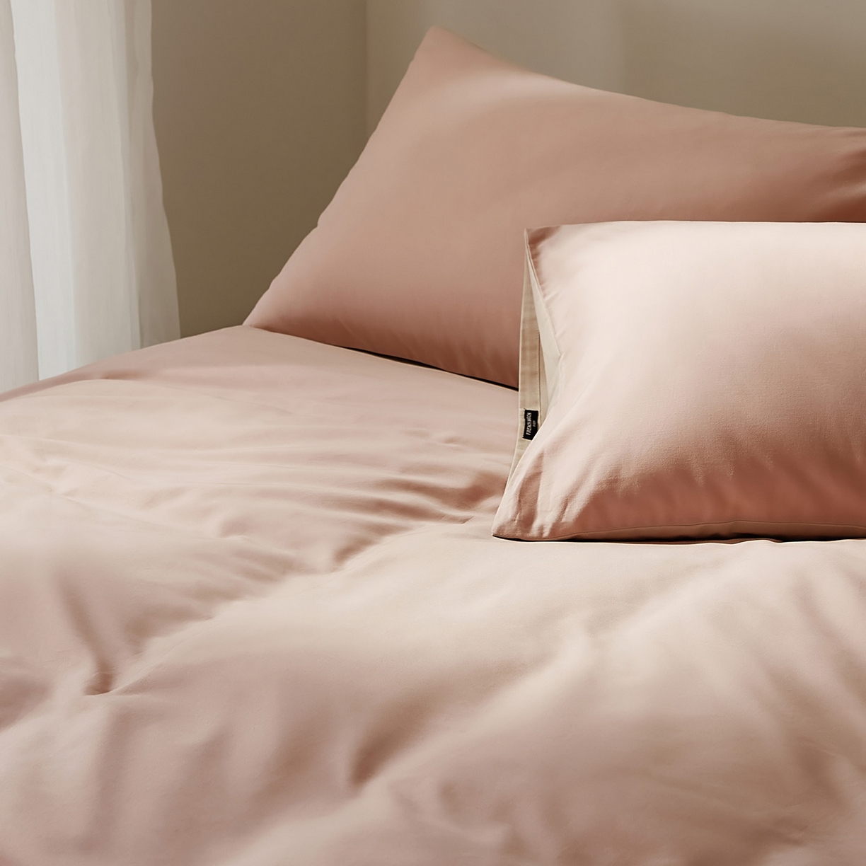 91家纺网 家纺一手货源 找家纺 EH家居 2025新款100S长绒棉小宽边磨毛四件套--云栖系列 蜜桃乳酪