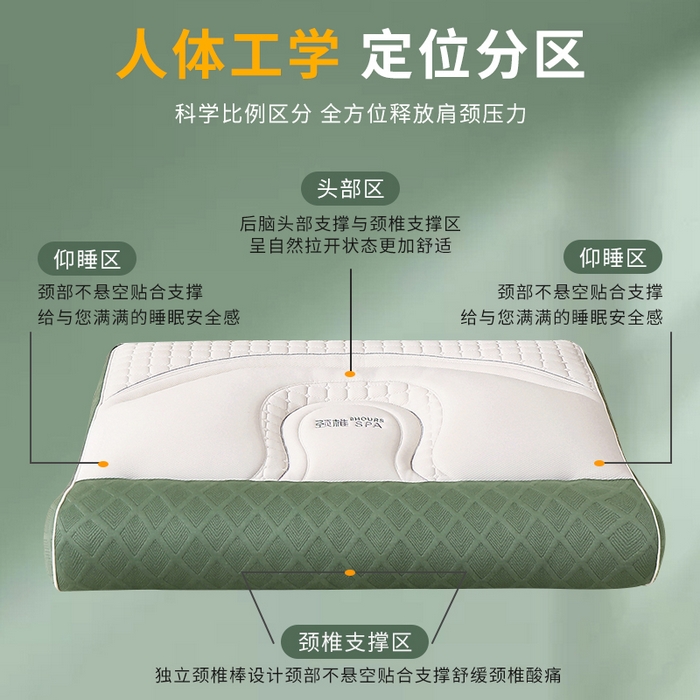 91家纺网 家纺一手货源 找家纺 十仟家纺 2025新款针织亲肤颈椎spa枕头枕芯 绿色单只装中枕