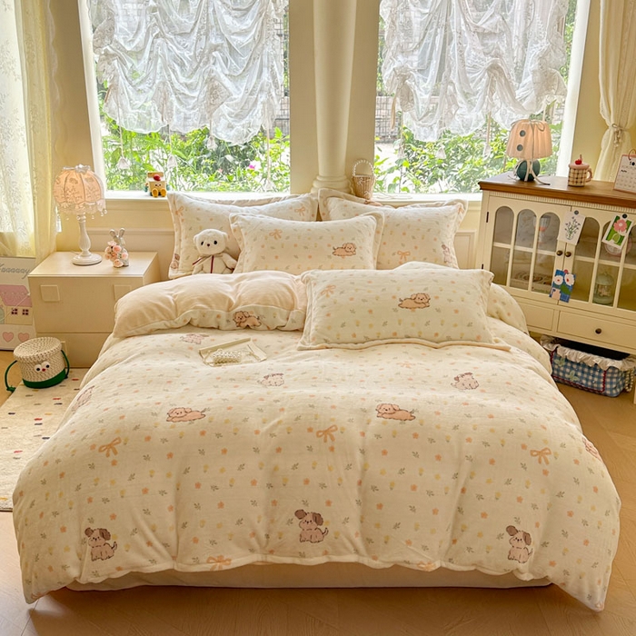 91家纺网 家纺一手货源 找家纺 （总）绵庭家纺 2025新款高克重牛奶绒印花四件套系列