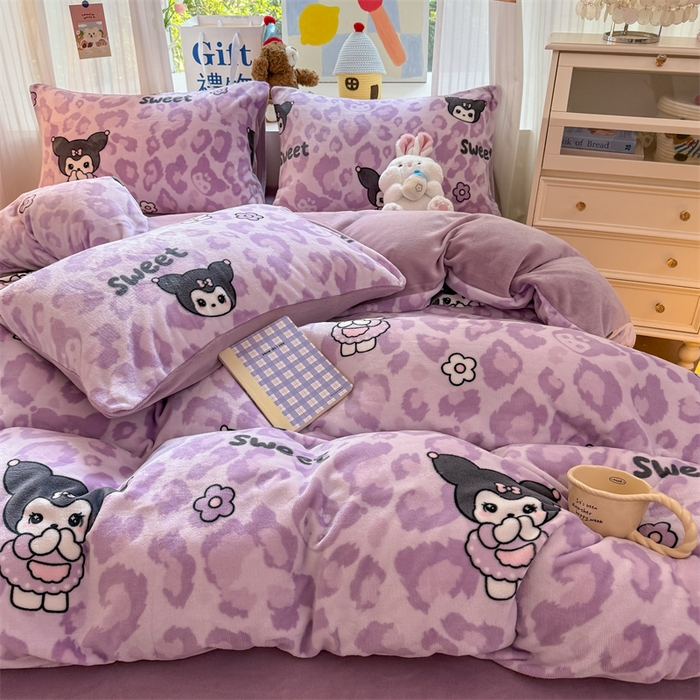 91家纺网 家纺一手货源 找家纺 艾特你 2025新款全工艺200克牛奶绒四件套 淘气