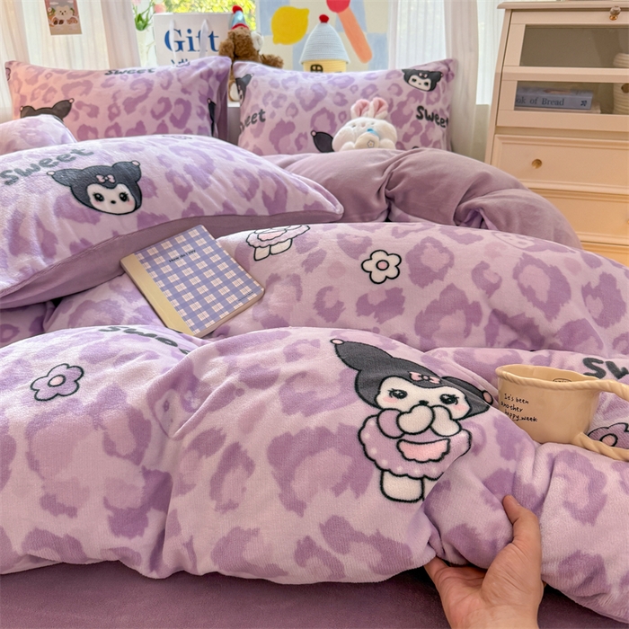 91家纺网 家纺一手货源 找家纺 艾特你 2025新款全工艺200克牛奶绒四件套 淘气