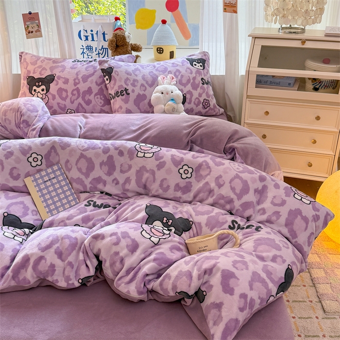 91家纺网 家纺一手货源 找家纺 艾特你 2025新款全工艺200克牛奶绒四件套 淘气