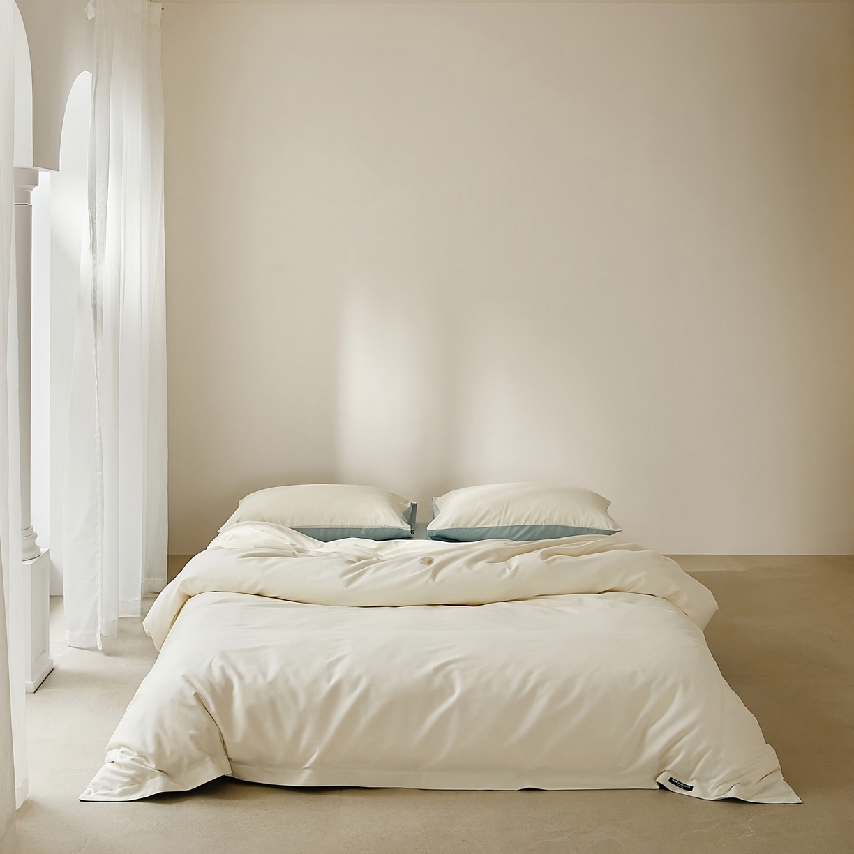 EH家居 2025新款100S长绒棉小宽边磨毛四件套--云栖系列 蓝白