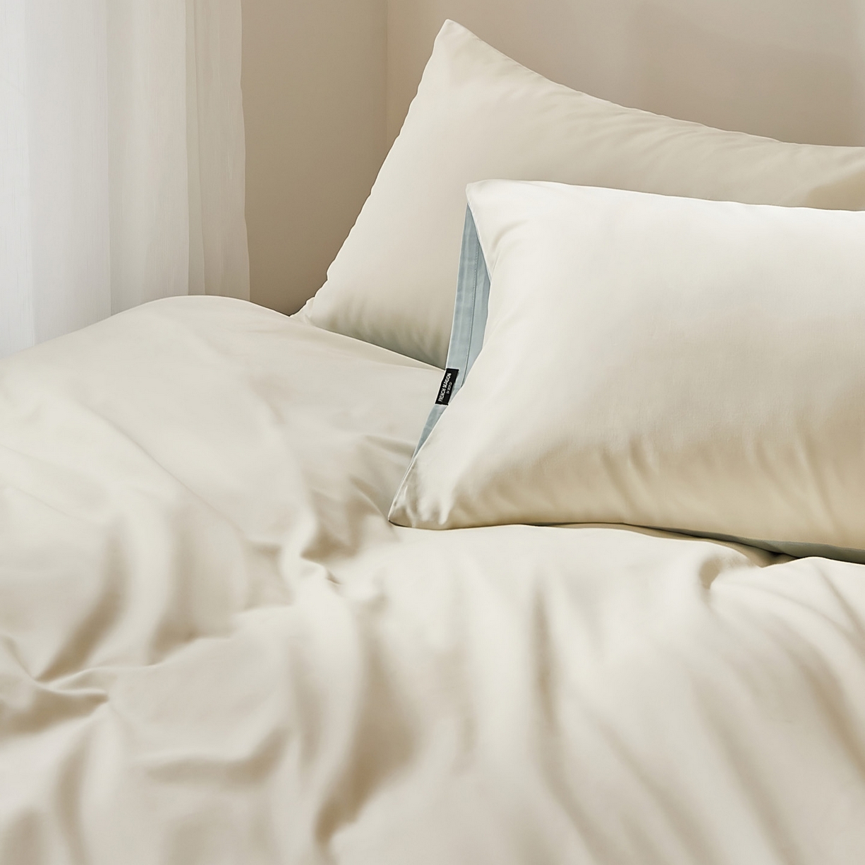 91家纺网 家纺一手货源 找家纺 EH家居 2025新款100S长绒棉小宽边磨毛四件套--云栖系列 蓝白