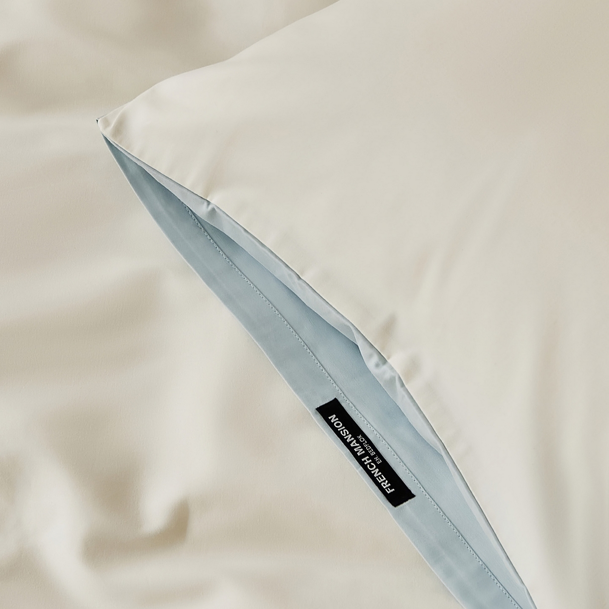 91家纺网 家纺一手货源 找家纺 EH家居 2025新款100S长绒棉小宽边磨毛四件套--云栖系列 蓝白