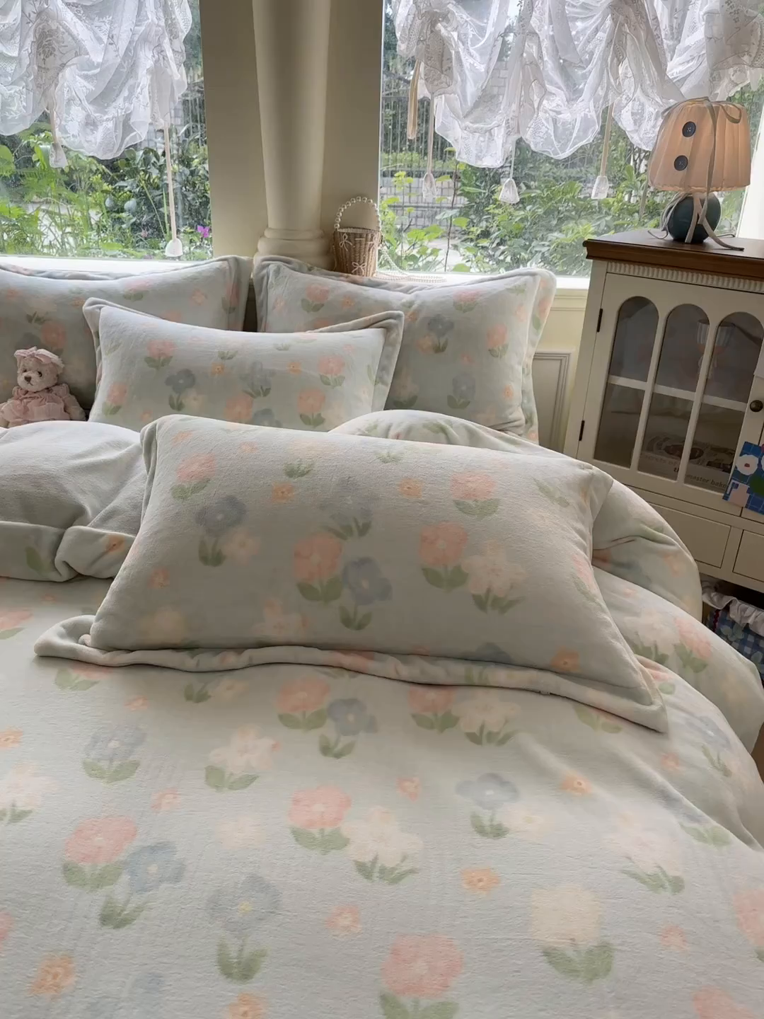 91家纺网 家纺一手货源 找家纺 绵庭家纺 2025新款高克重牛奶绒印花四件套系列 花汐子-绿