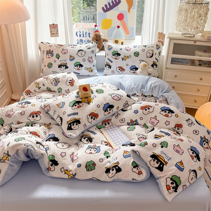 91家纺网 家纺一手货源 找家纺 艾特你 2025新款全工艺200克牛奶绒四件套 小新家族