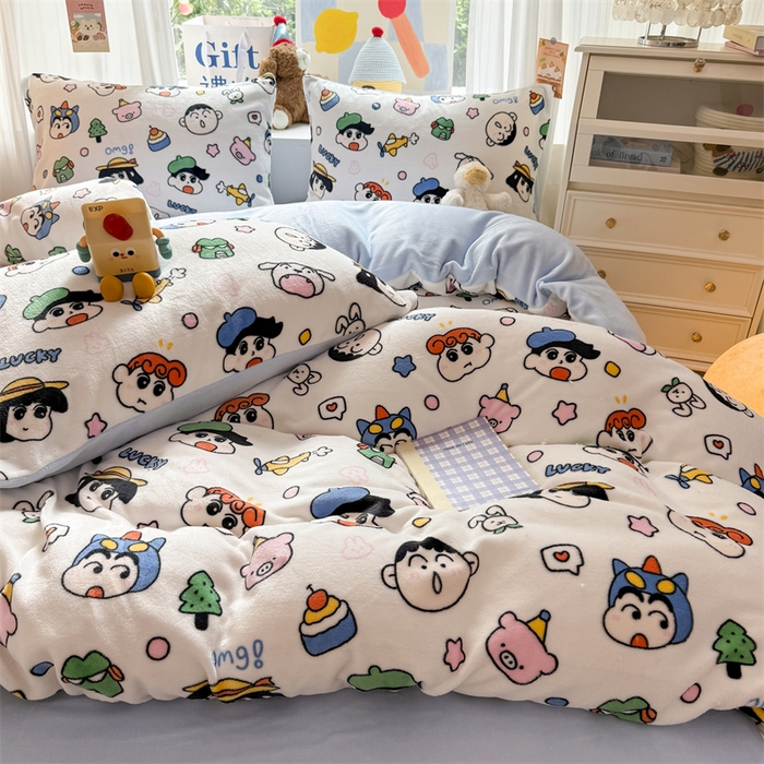 91家纺网 家纺一手货源 找家纺 艾特你 2025新款全工艺200克牛奶绒四件套 小新家族