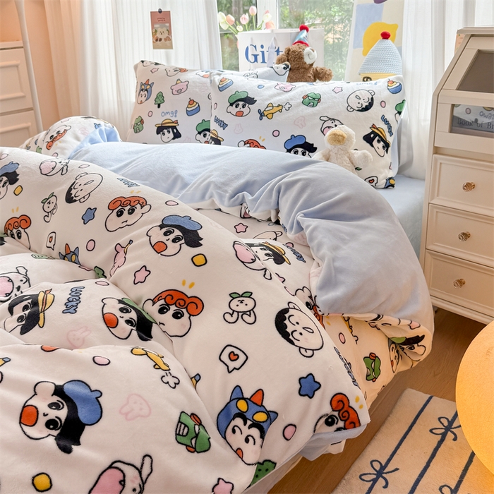 91家纺网 家纺一手货源 找家纺 艾特你 2025新款全工艺200克牛奶绒四件套 小新家族