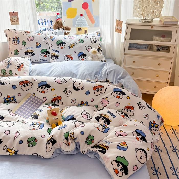 91家纺网 家纺一手货源 找家纺 艾特你 2025新款全工艺200克牛奶绒四件套 小新家族