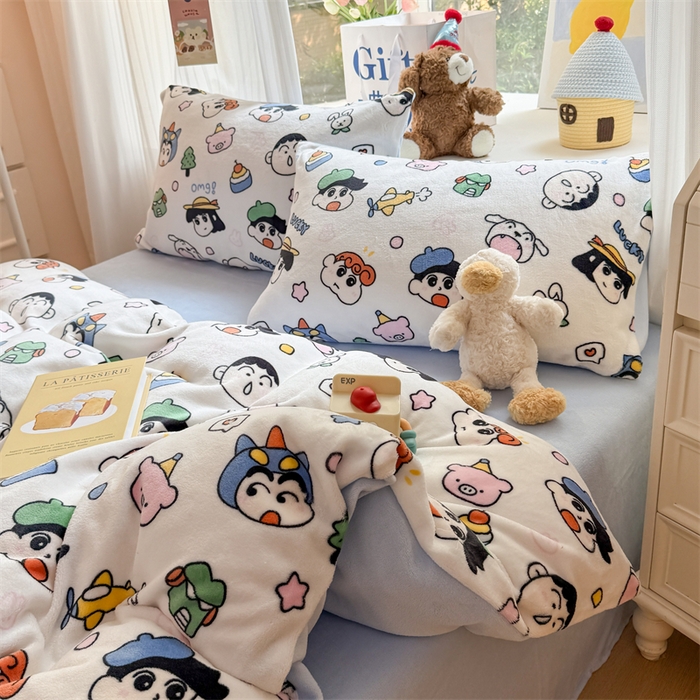 91家纺网 家纺一手货源 找家纺 艾特你 2025新款全工艺200克牛奶绒四件套 小新家族