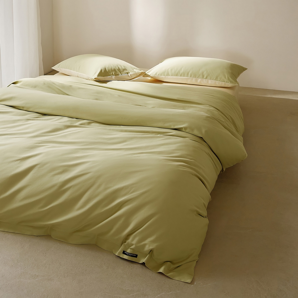 91家纺网 家纺一手货源 找家纺 EH家居 2025新款100S长绒棉小宽边磨毛四件套--云栖系列 香草青