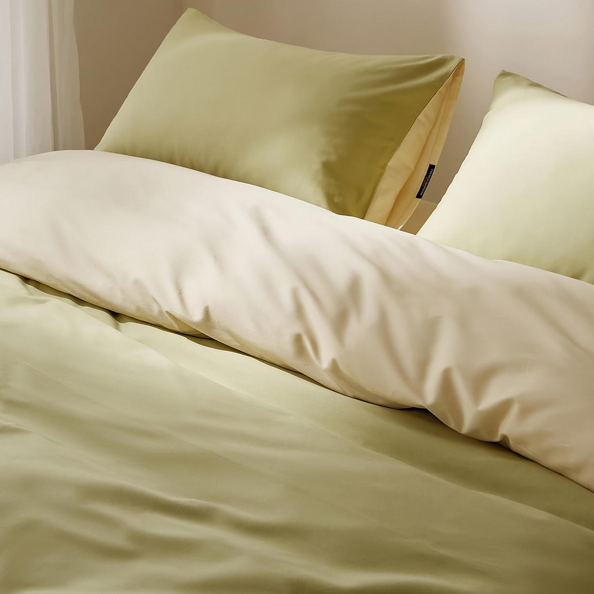 91家纺网 家纺一手货源 找家纺 EH家居 2025新款100S长绒棉小宽边磨毛四件套--云栖系列 香草青