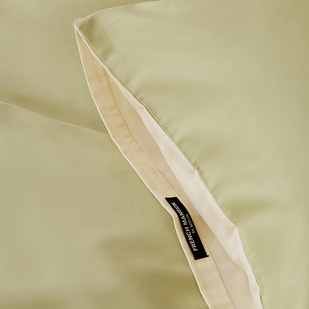 91家纺网 家纺一手货源 找家纺 EH家居 2025新款100S长绒棉小宽边磨毛四件套--云栖系列 香草青